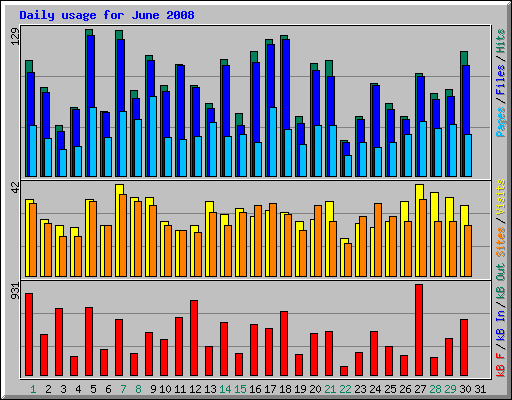 Daily usage for June 2008